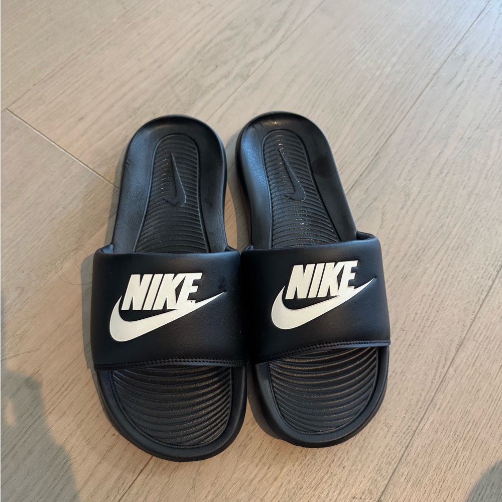 Nike Black and White Slide Sandals